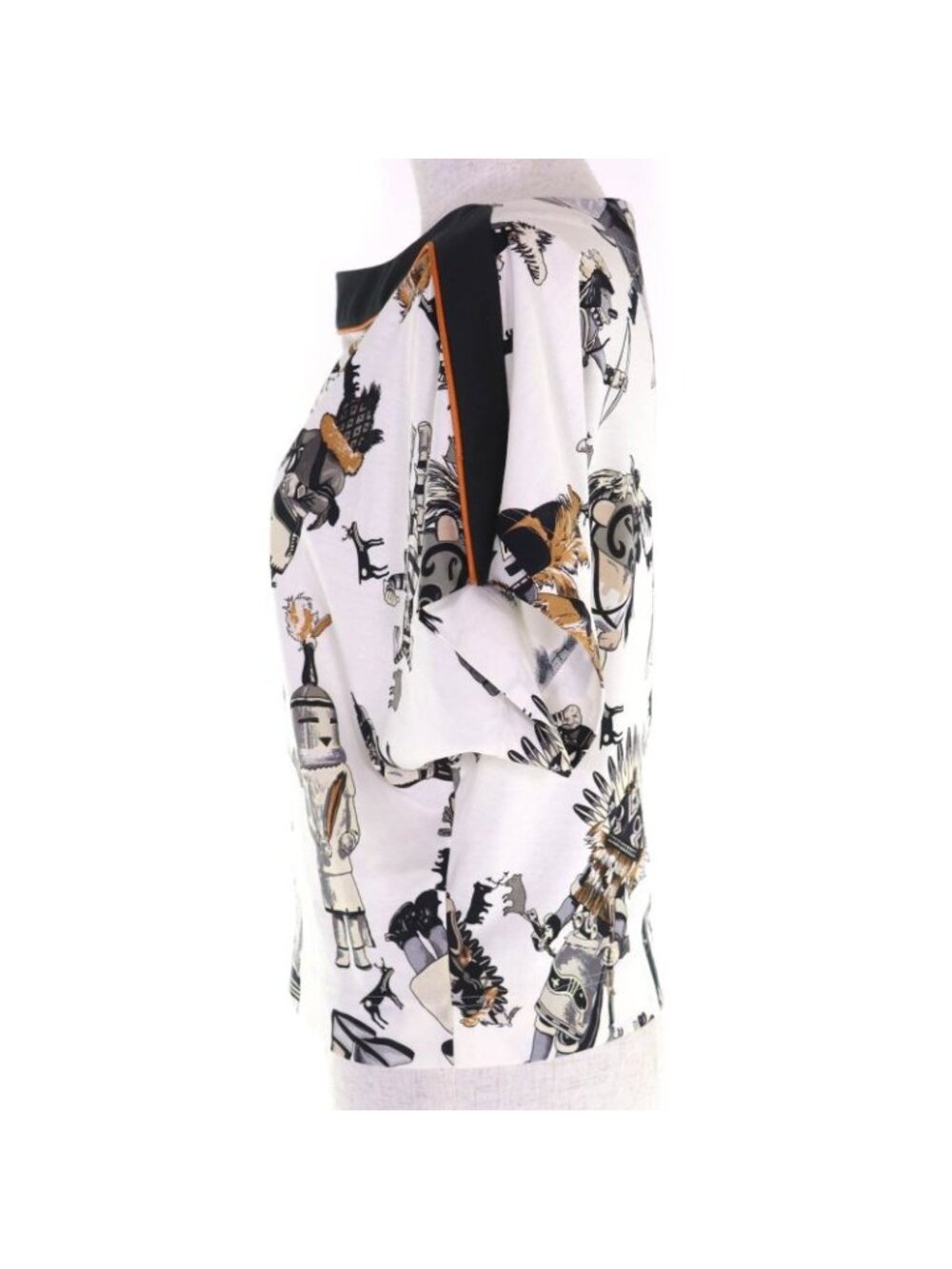 Hermes Kachinas 100% Cotton Ethnic Pattern Leather Use Boat Neck Short Sleeve - Picture 3 of 10